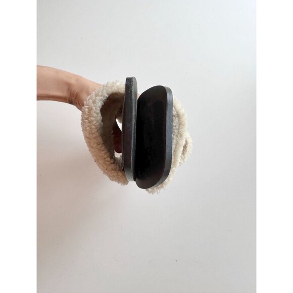 RAYE Lounge Natural Ivory Faux Shearling Fur Slides Sandals Flats, Size 5.5 - Picture 6 of 9